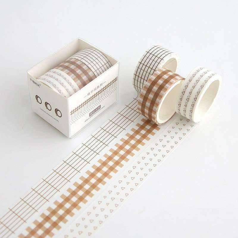 Decorative Tape - Simple Grid Washi Tape Set - Tiramisu