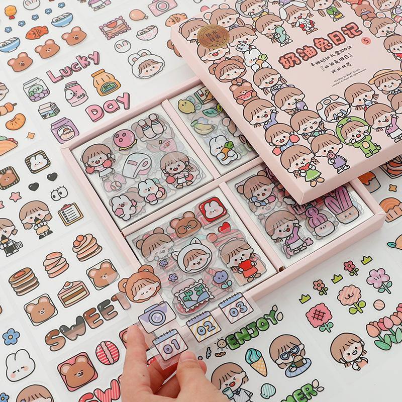 Stationery Sets - Cute Character Sticker Gift Box - Happy day - pink