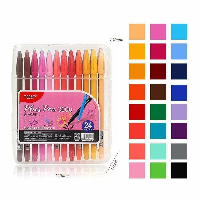 Felt Tip Pens - Monami Plus Pen 3000 Felt Tip Pen Set - 24 Colors