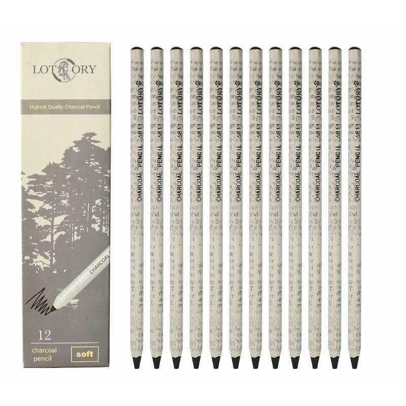 Charcoal Pens - Soft Lead Charcoal Pencil Set - 12
