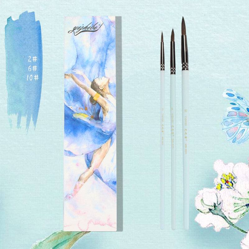 Watercolor Paintbrush Sets - Watercolor Paintbrush Set - Blue / 3