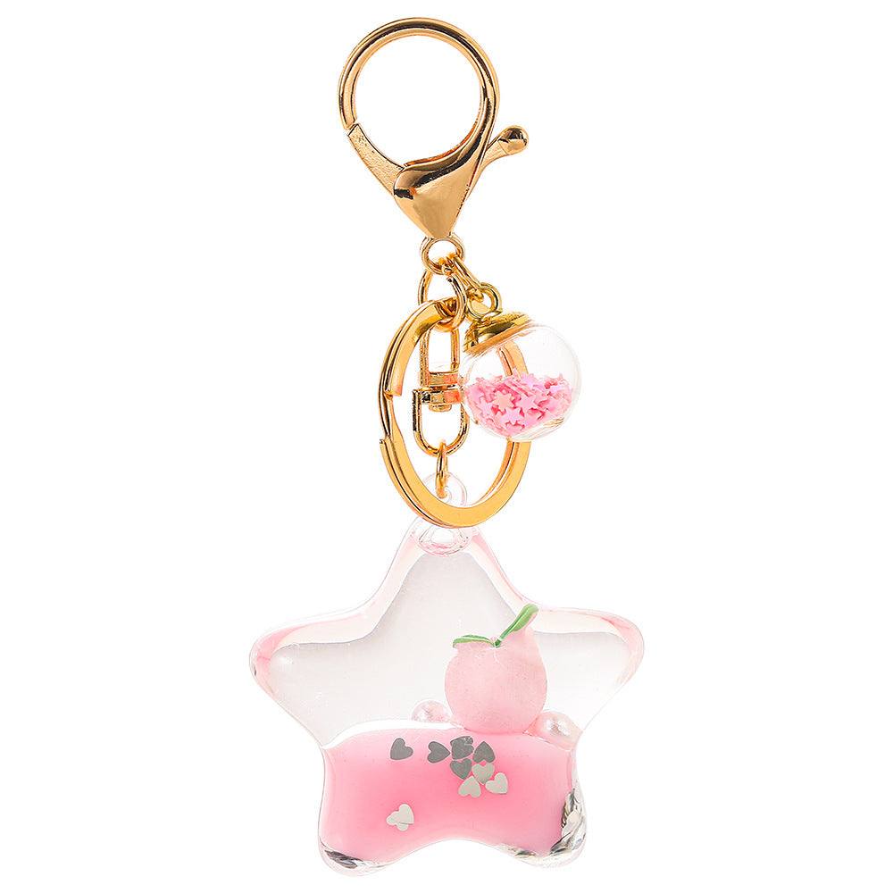 Keychains - Star & Glass Ball Charm Keychain - Pink