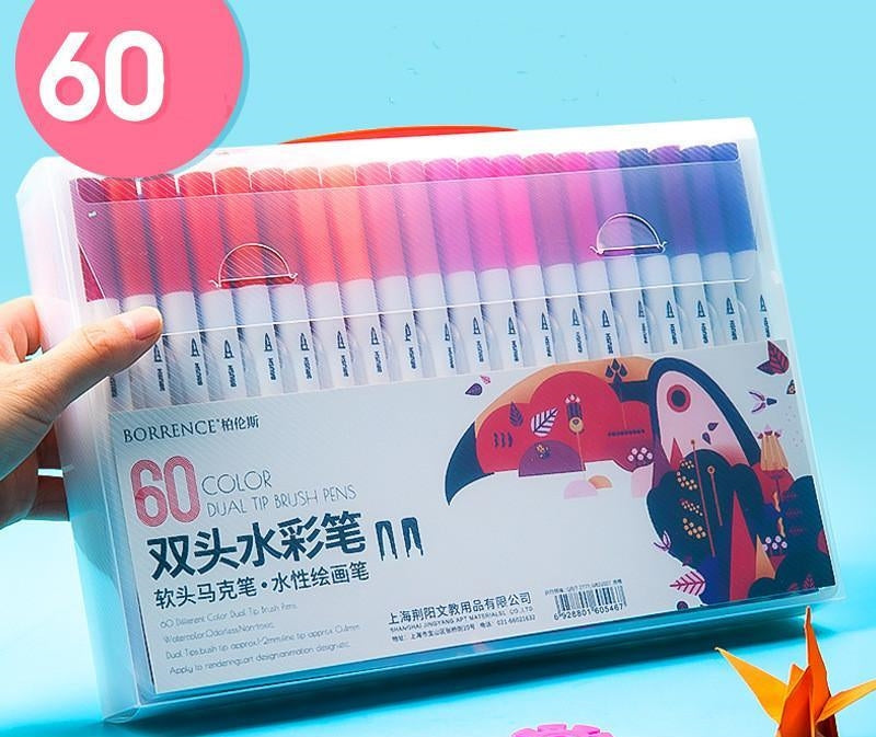 Markers - Dual-Tip Brush Pens - 60