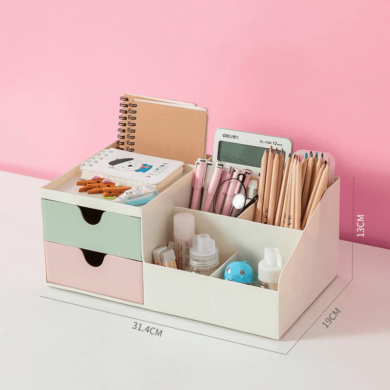 Desk Organizers - Desktop Organizer with Drawer - Mix & Match - Green Pink
