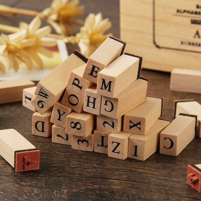 Decorative Stamps - Wooden & Rubber Capital Letter Stamp with Ink Pad -