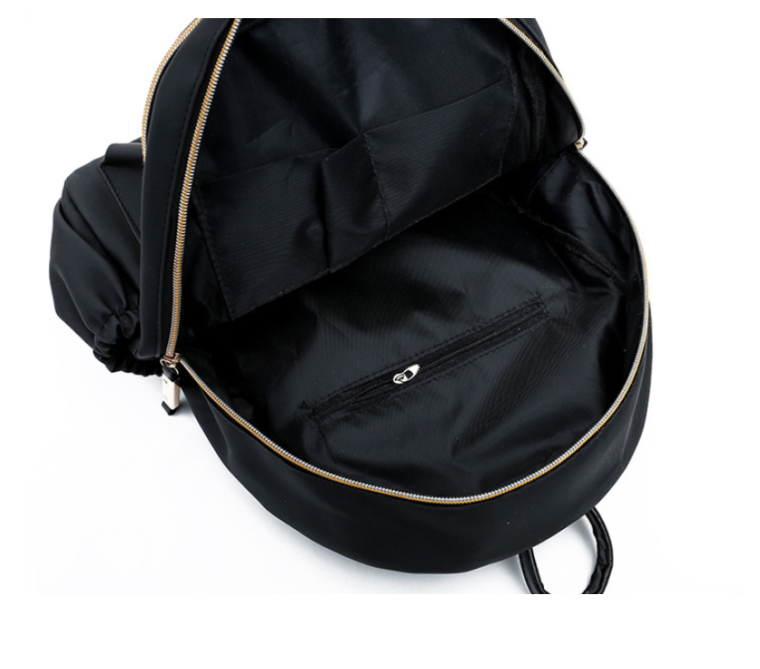the interior of a black backpack that show multiple pockets