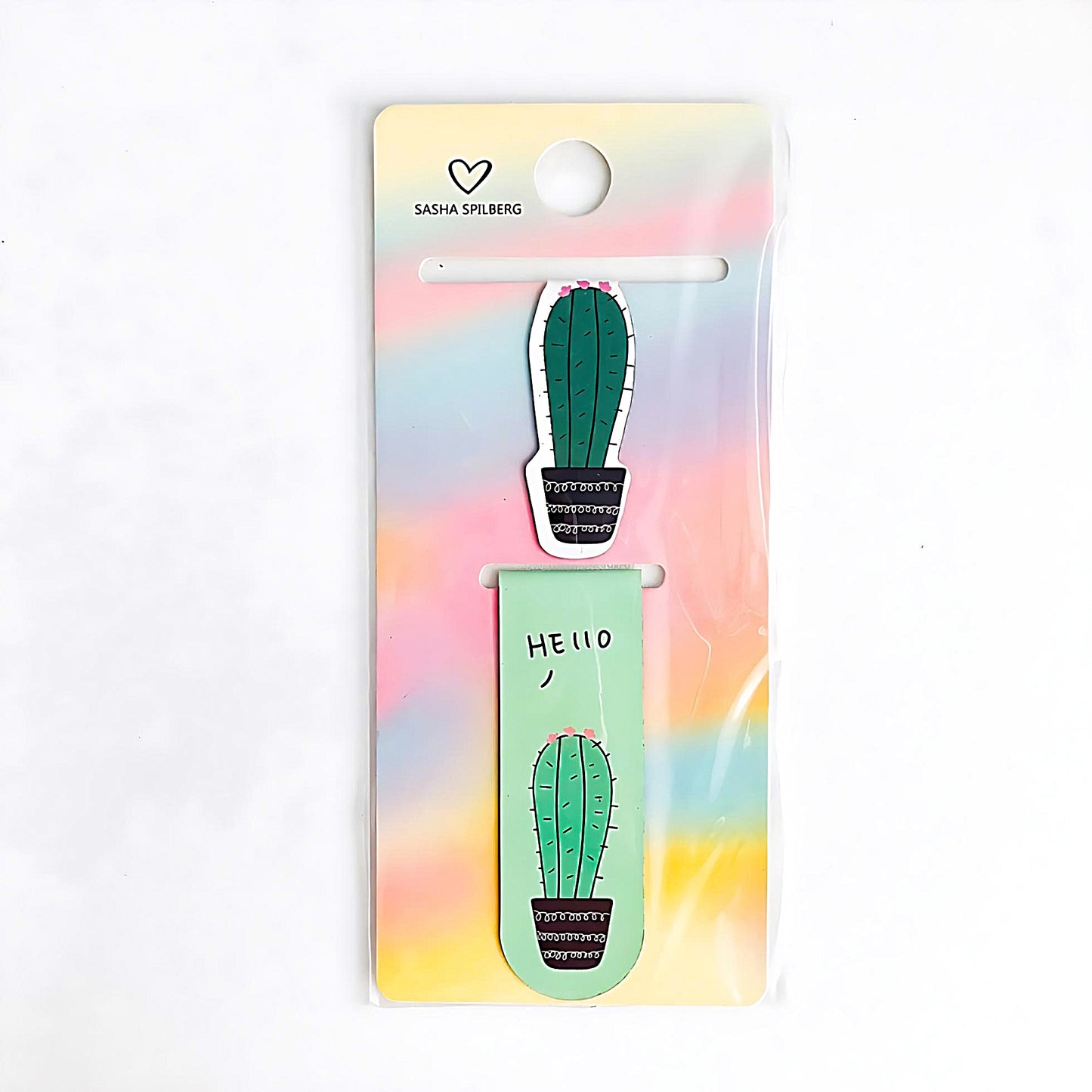 a Cactus magnetic bookmark set in green
