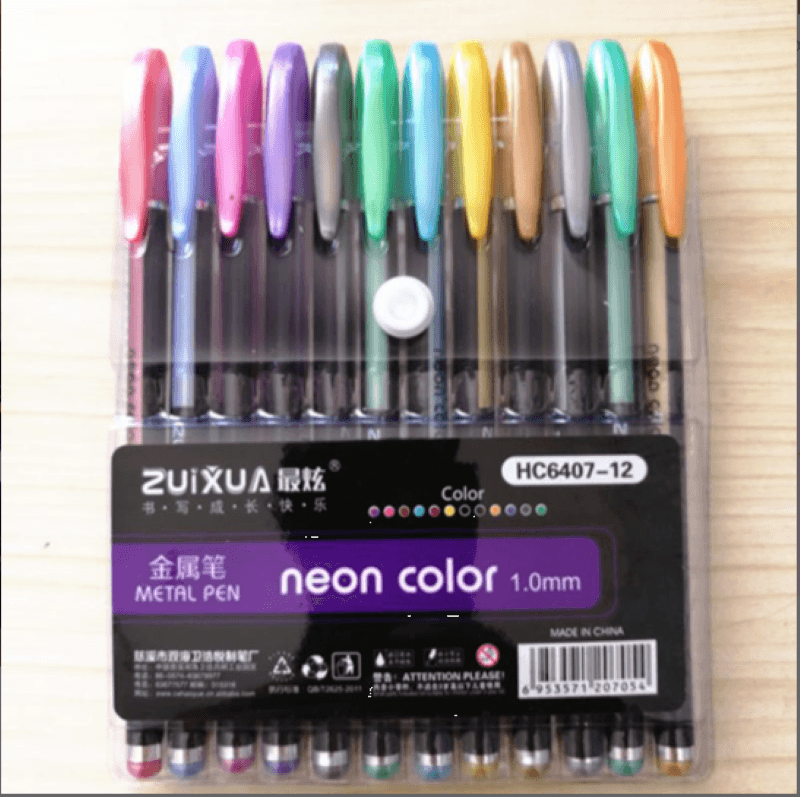 Gel pens - Gel Pen Set - Neon Color - Metal