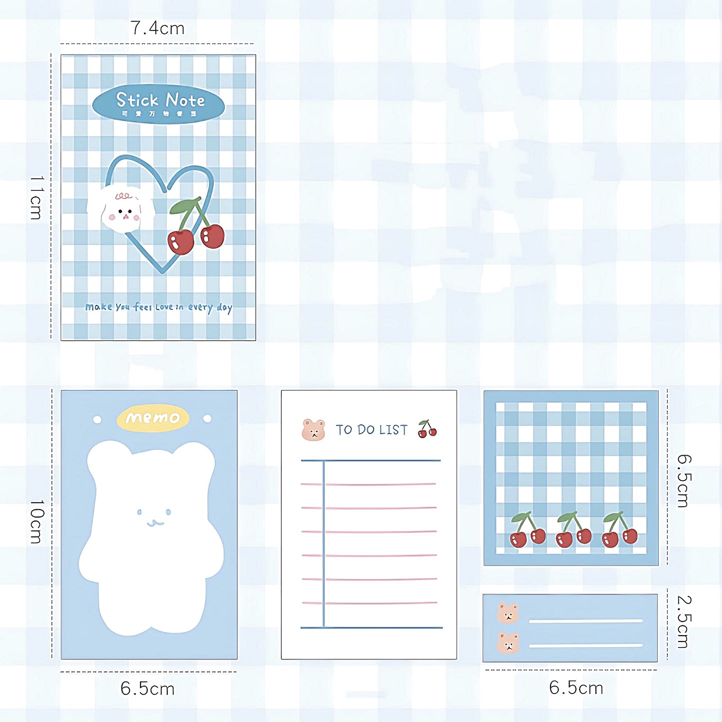 a cute sticky note set in blue color 