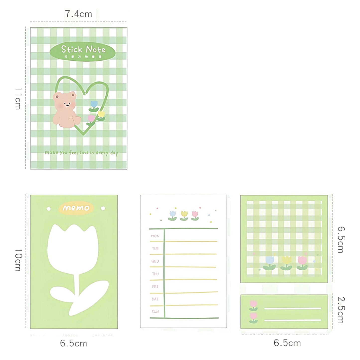 a cute sticky note set in green color 