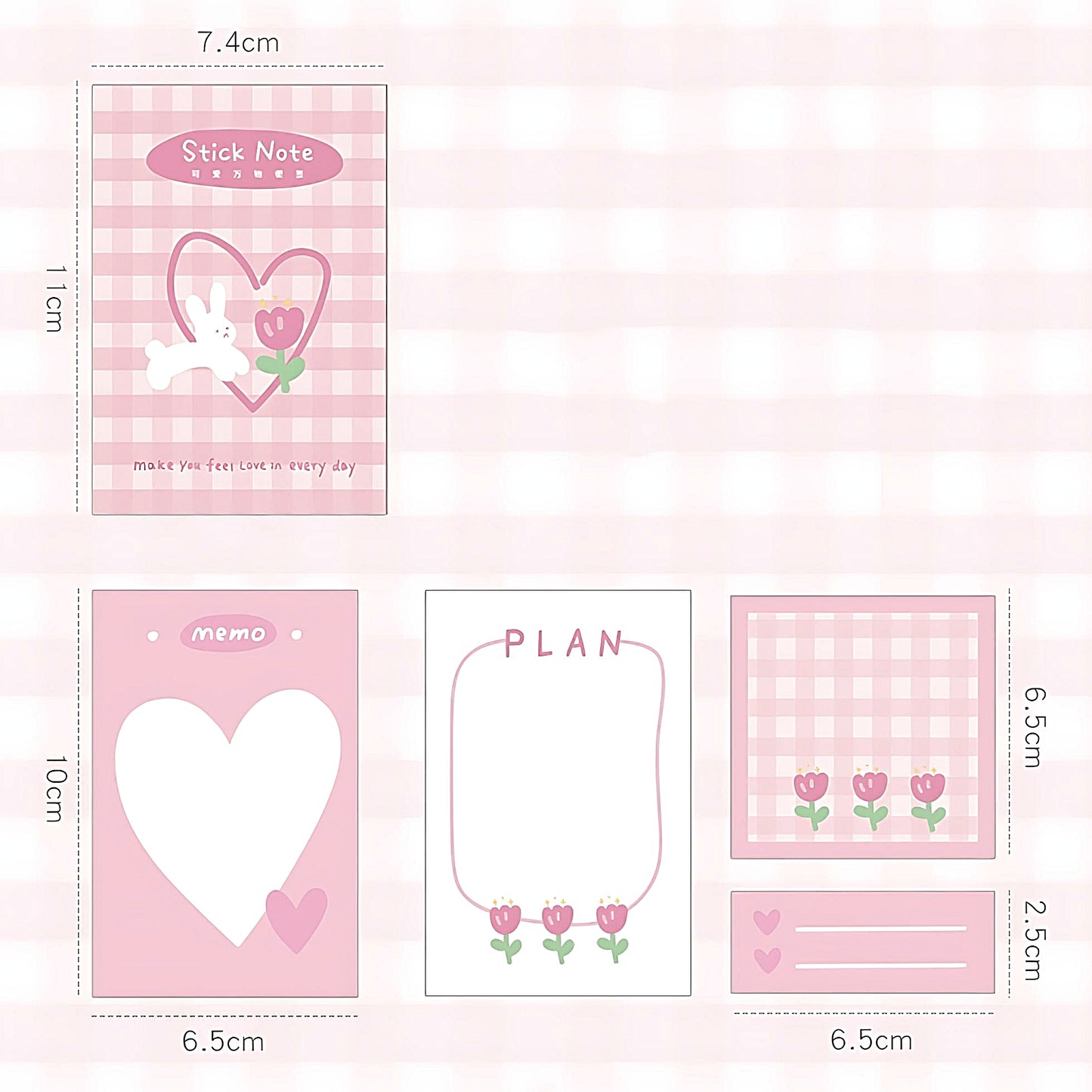 a cute sticky note set in pink color 