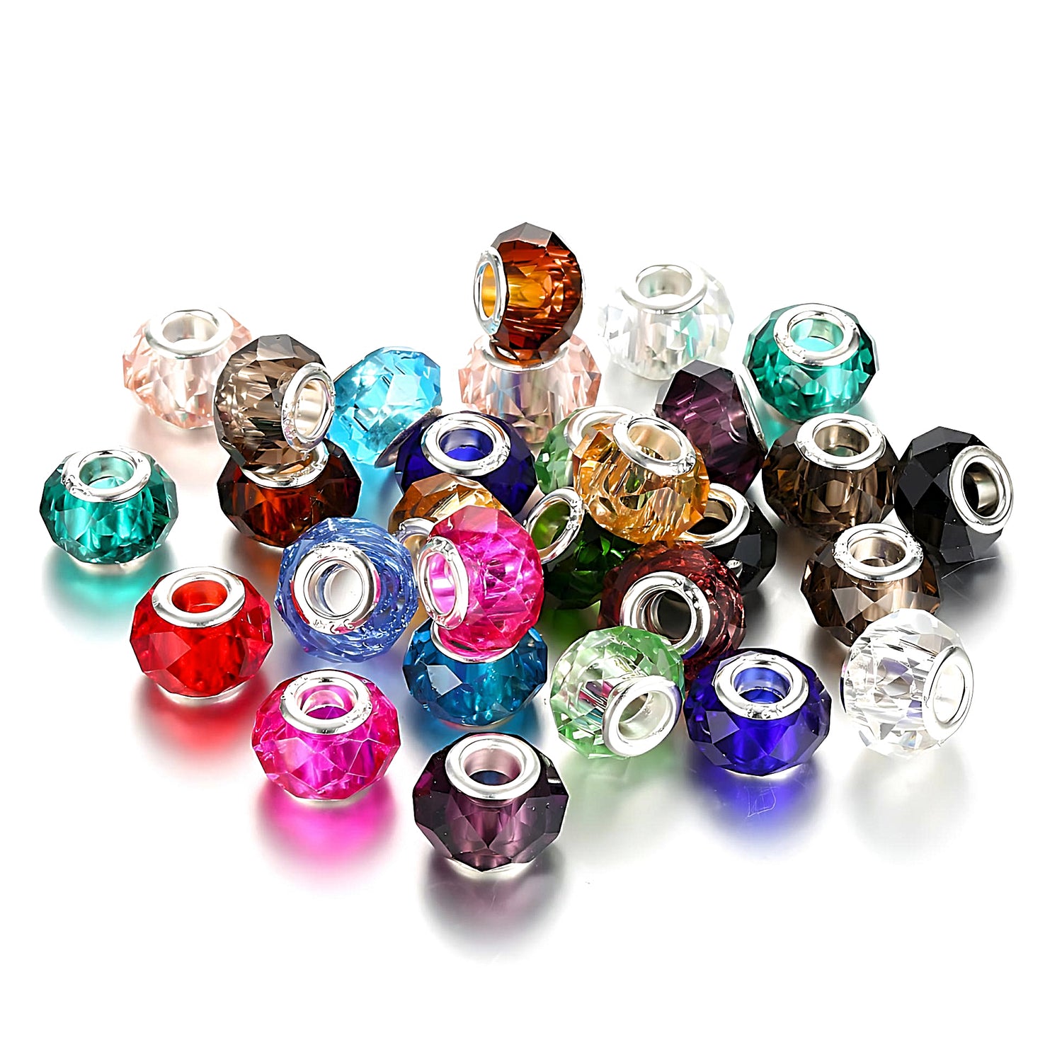 different colors of faceted glass bead