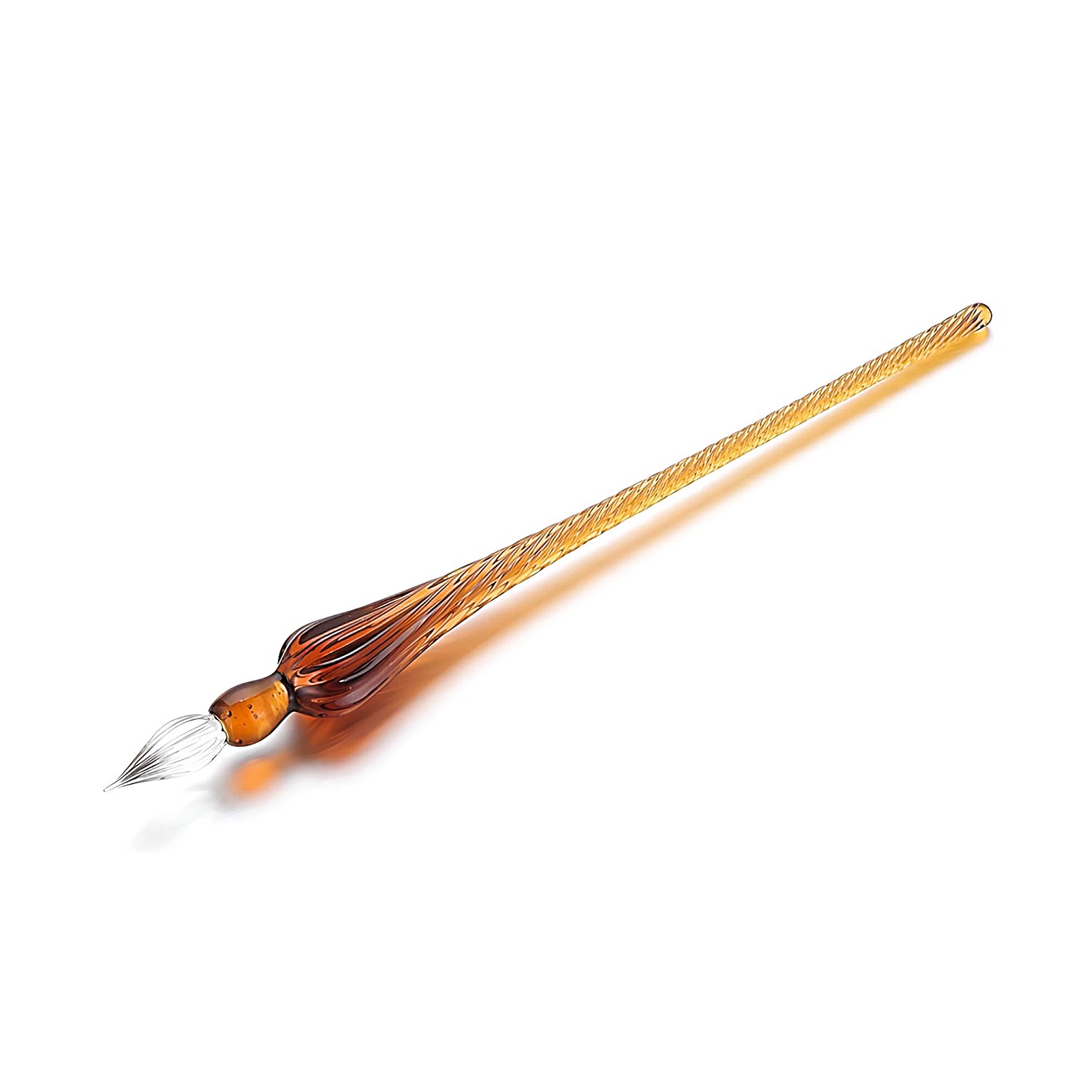 a brown glass dip pen