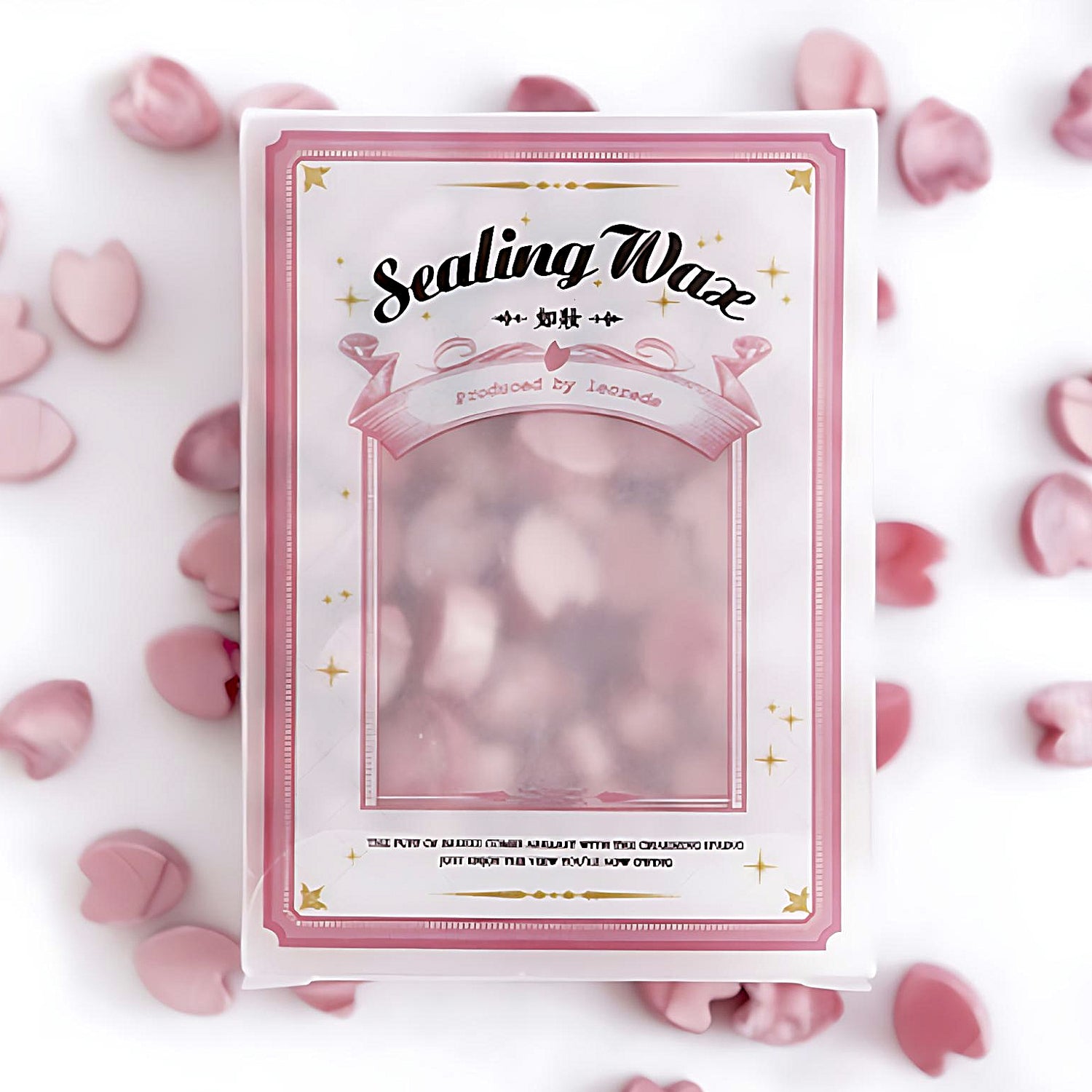a pack of heart-shaped sealing wax in vintage pink color