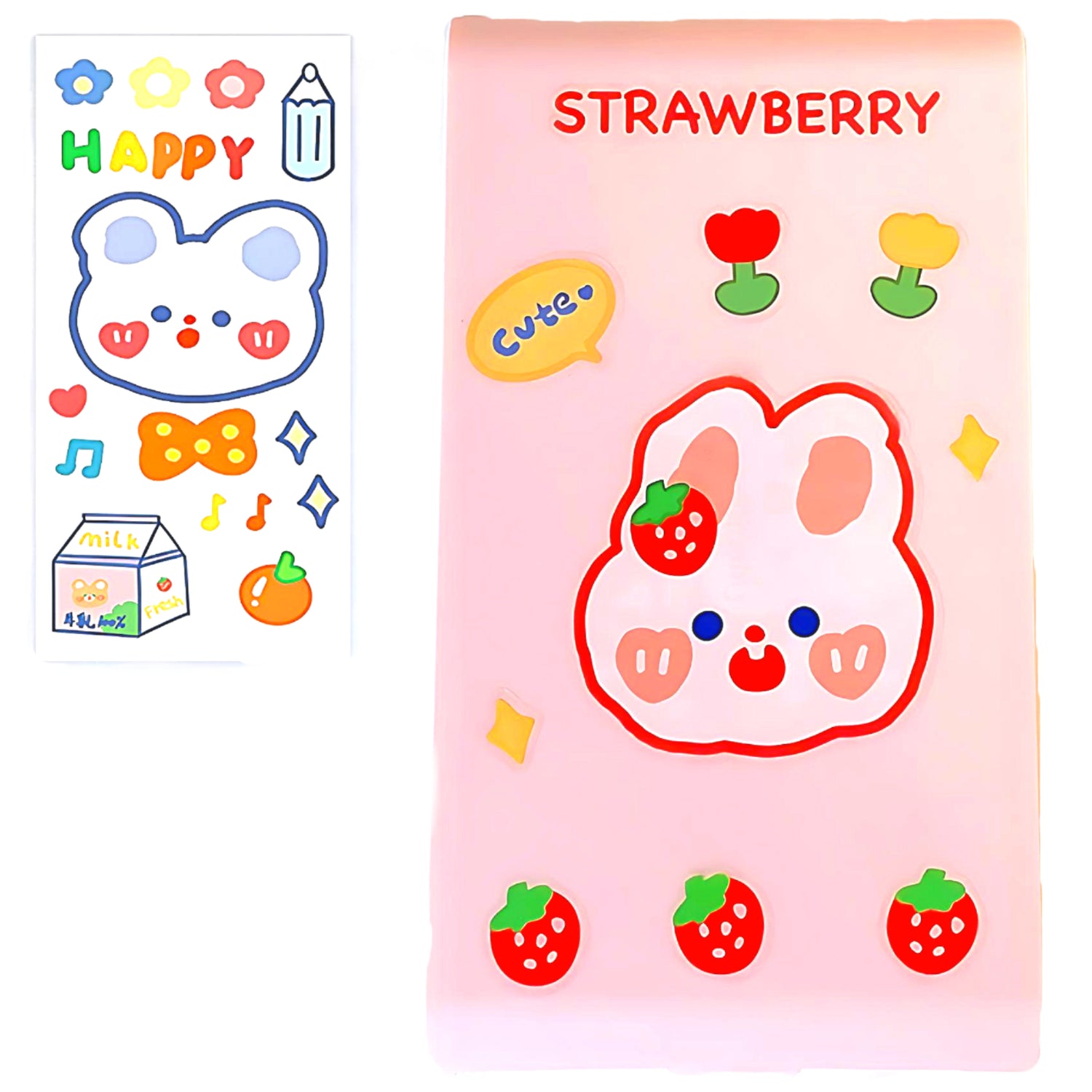 a pink Kawaii storage blue with cute stickers