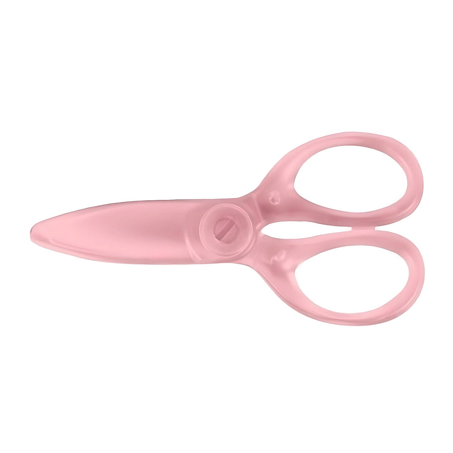 Kokuyo plastic scissors in pink color on a white background