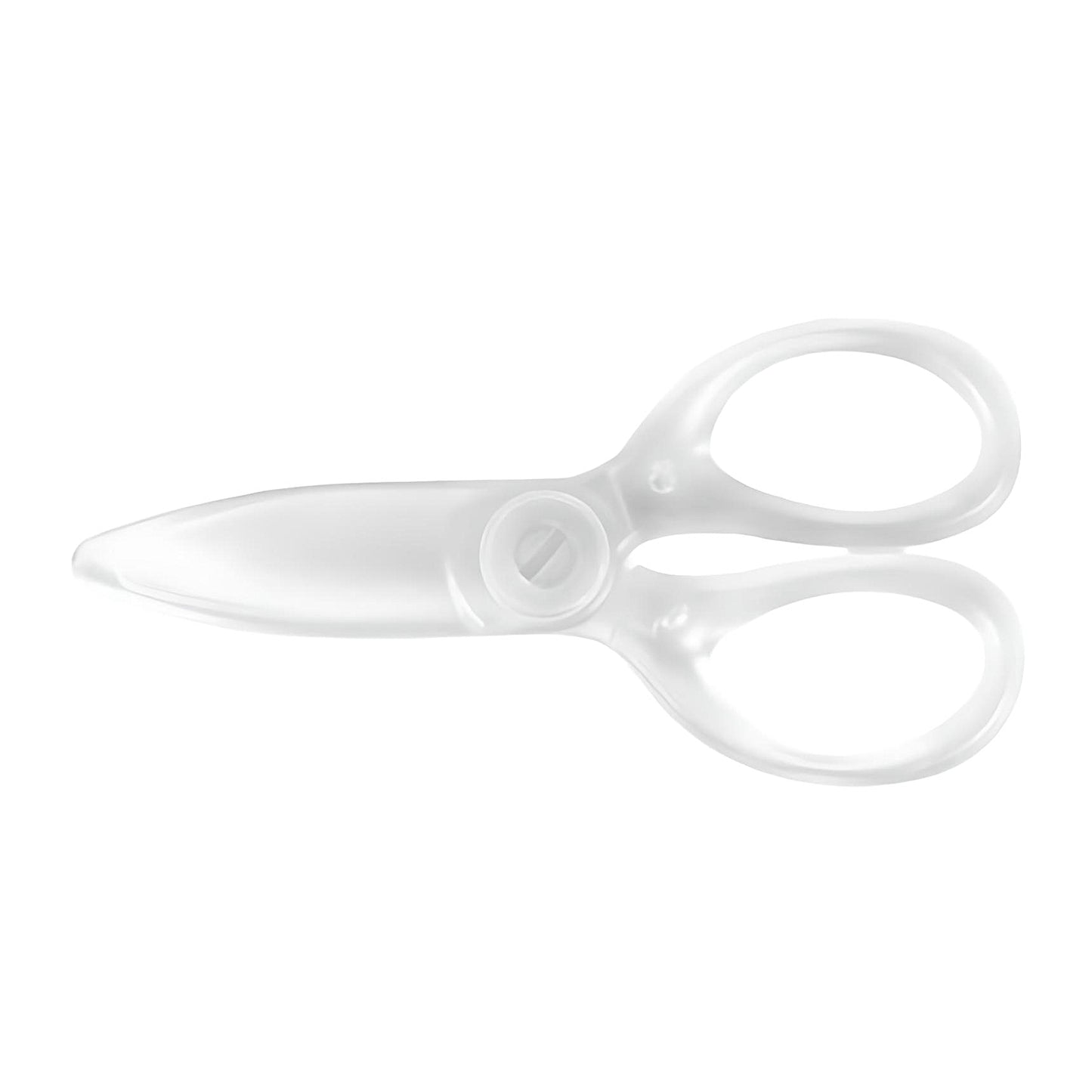 Kokuyo plastic scissors in transparent color on a white background