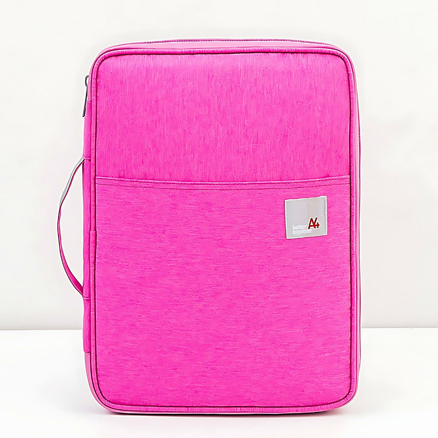 a laptop briefcase in pink color on a white background