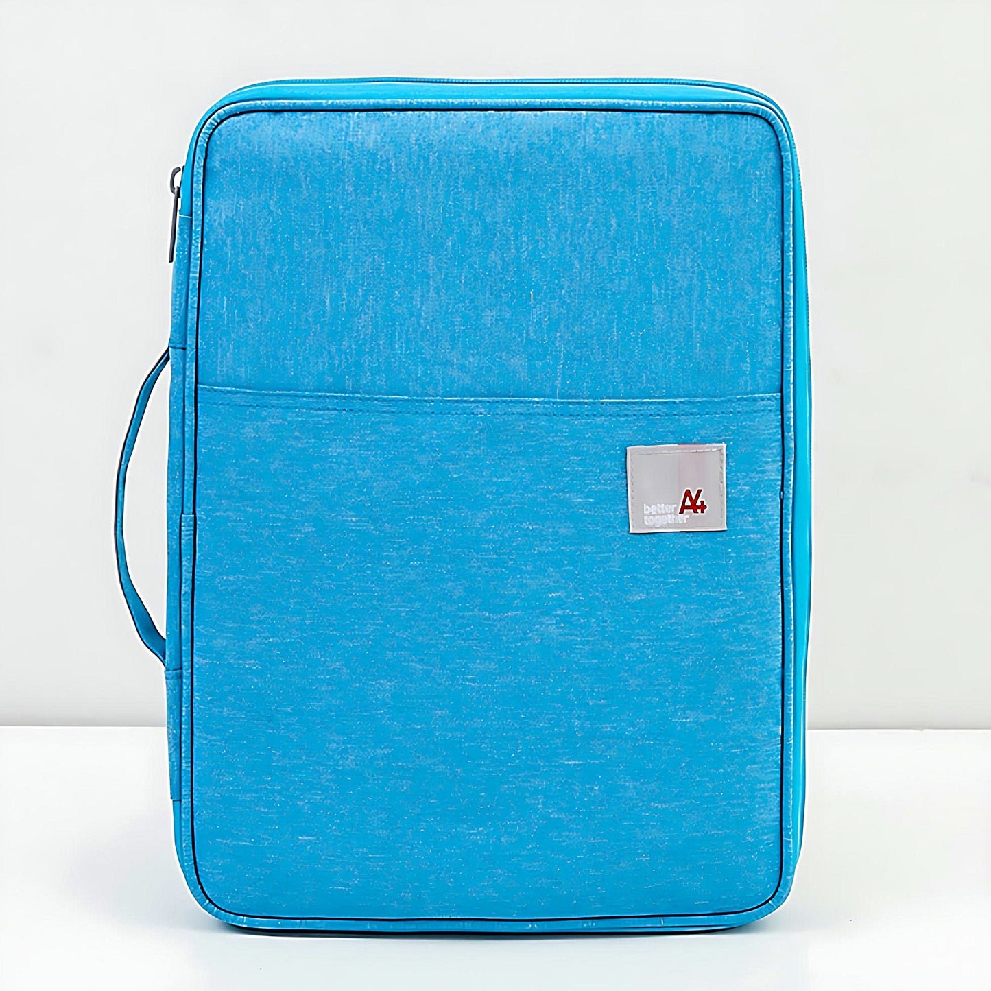 a laptop briefcase in blue color on a white background