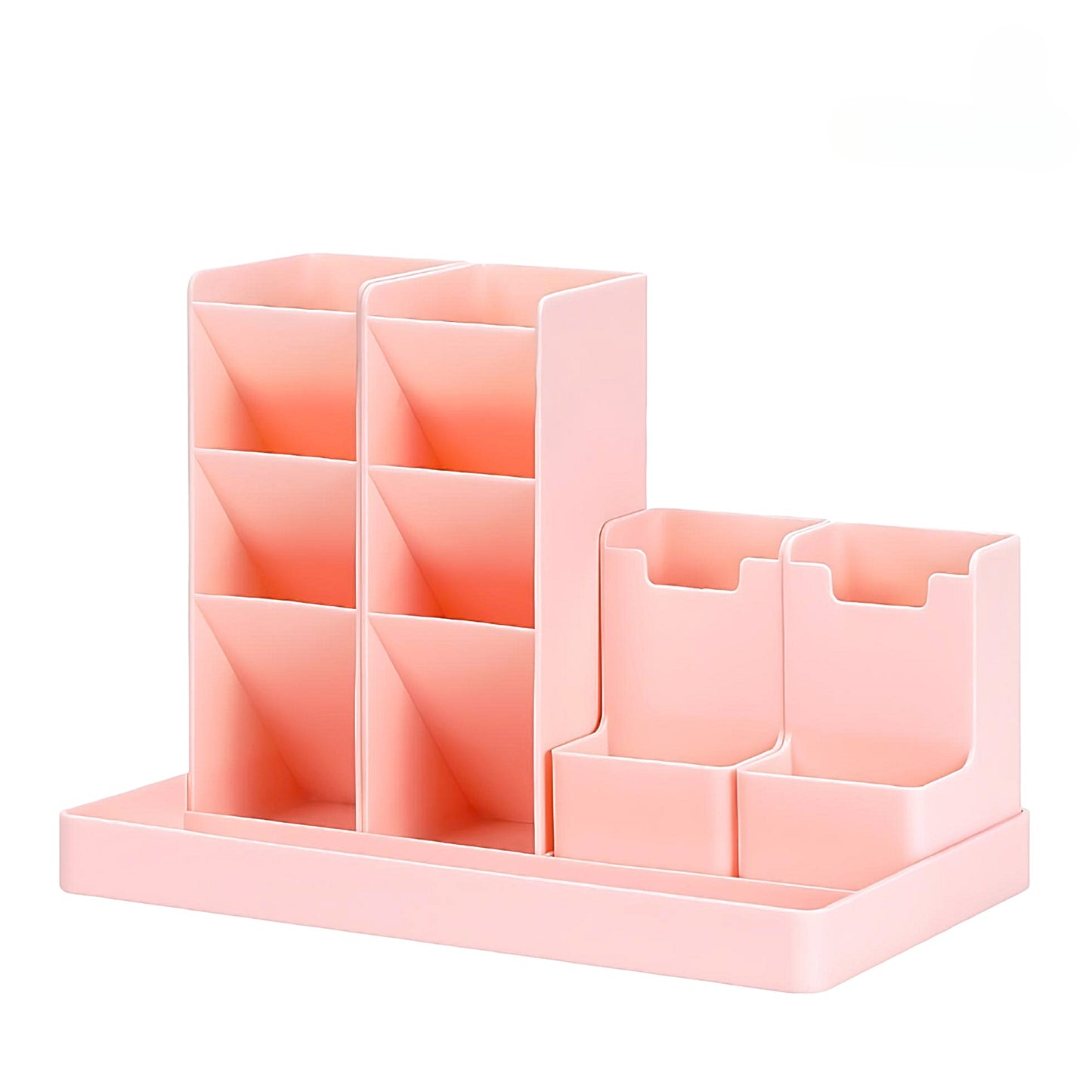 a pink modular desktop organizer on a white background