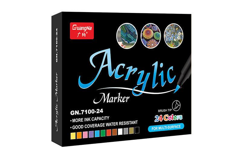 a set of 24 acrylic paint markers in a box