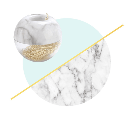 Paper Clips - Paper Clip Holder - Marble and Gold -