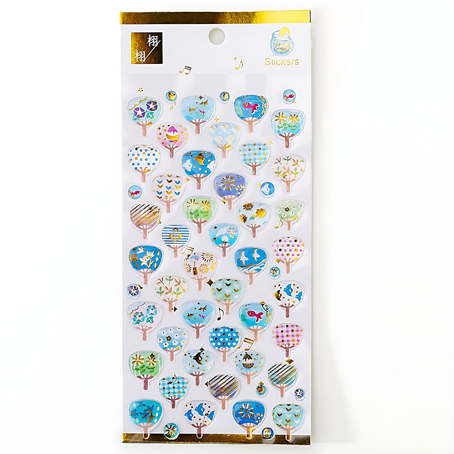 a set of puffy stickers in tree style
