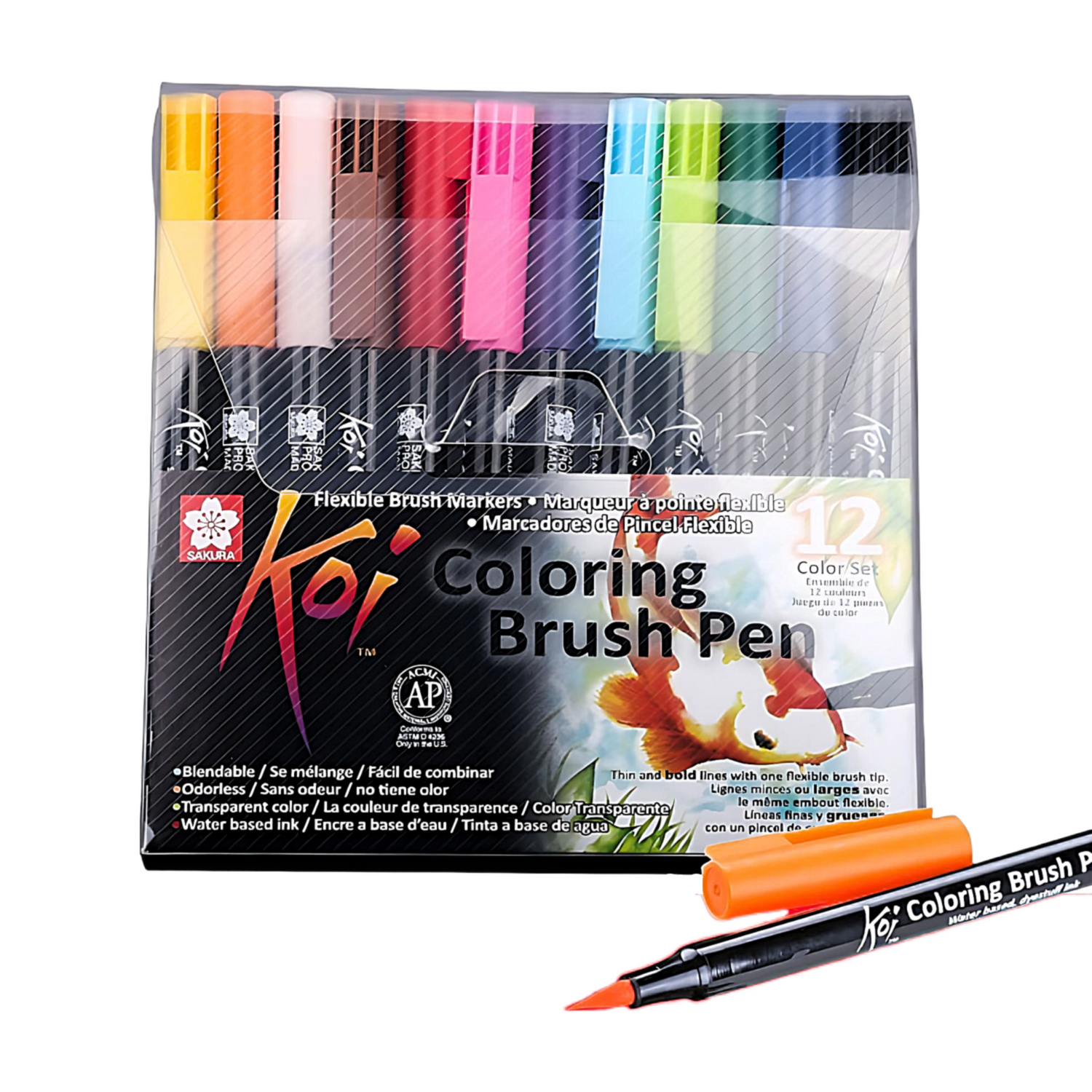 a set of 12 coloring brush pens Sakura Koi in various colors