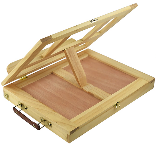 a tabletop easel on a white background