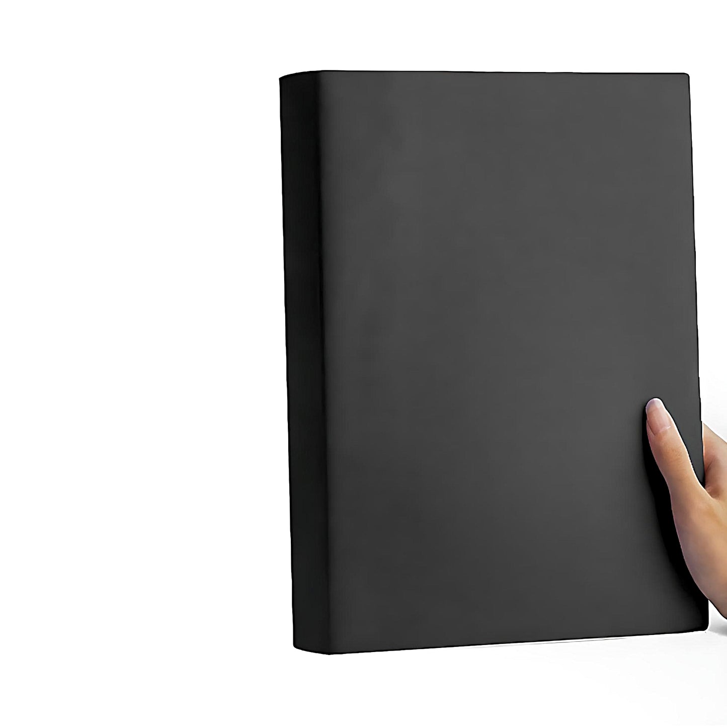 a thick notebook of black color