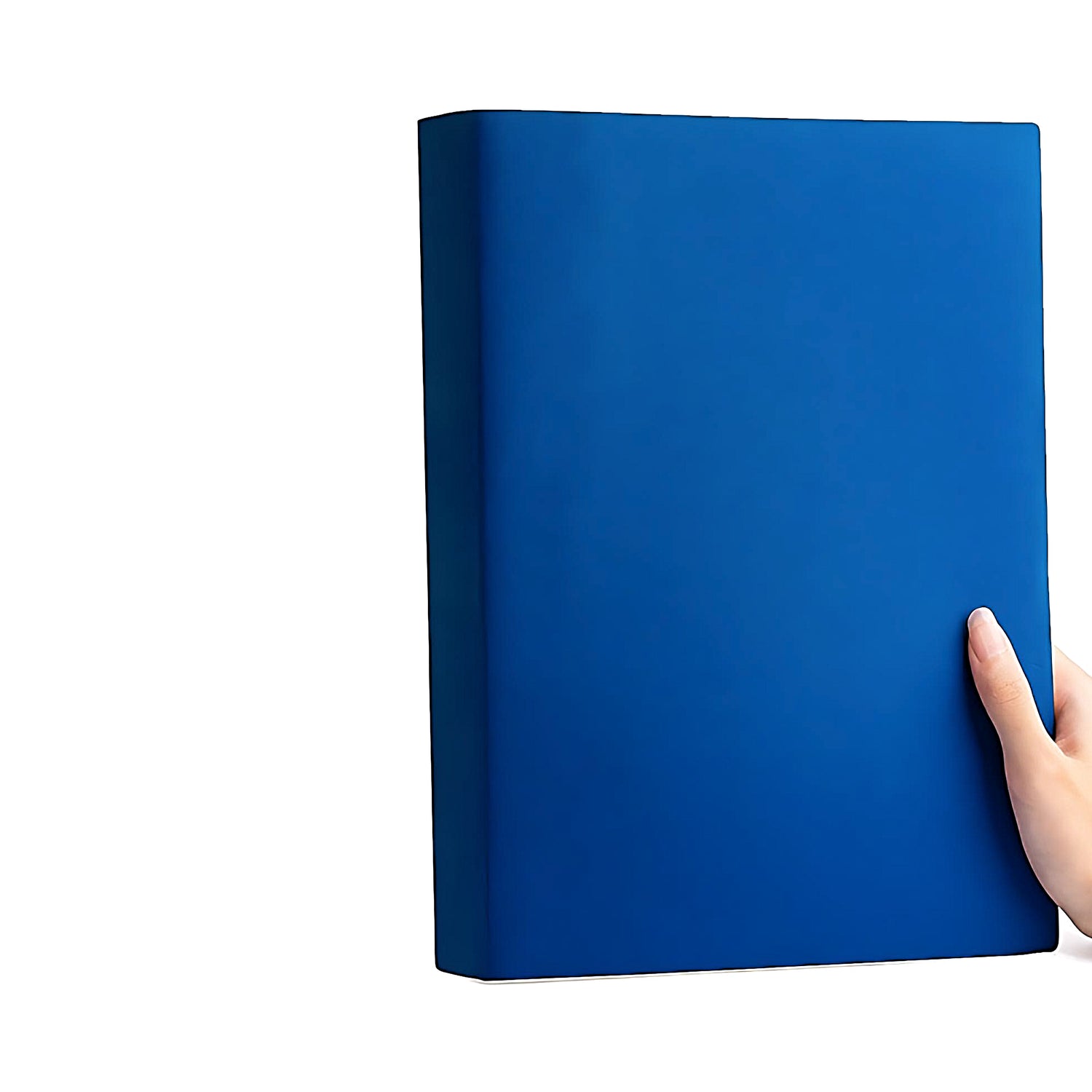 a thick notebook of blue color