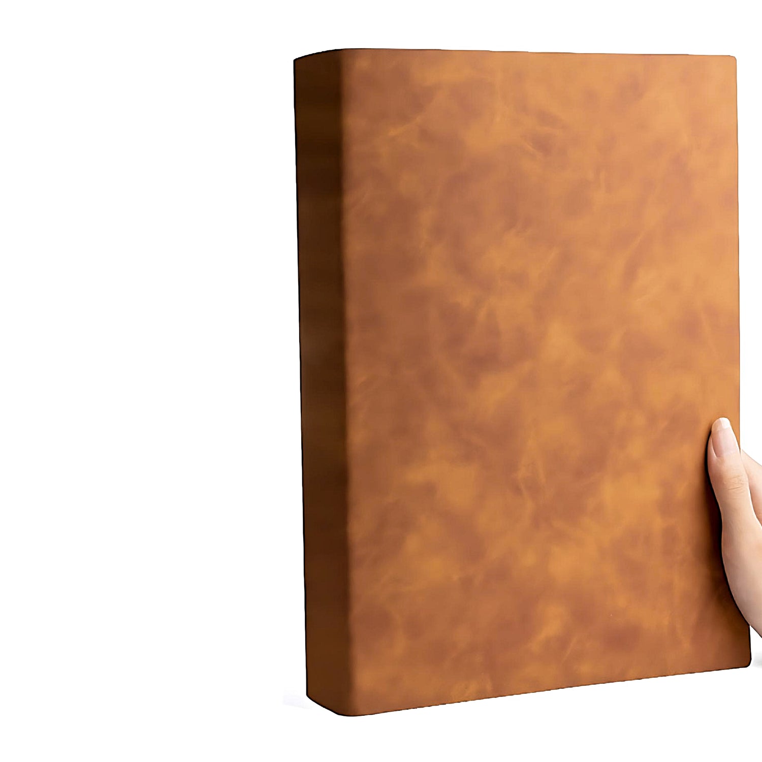 a thick notebook of brown color
