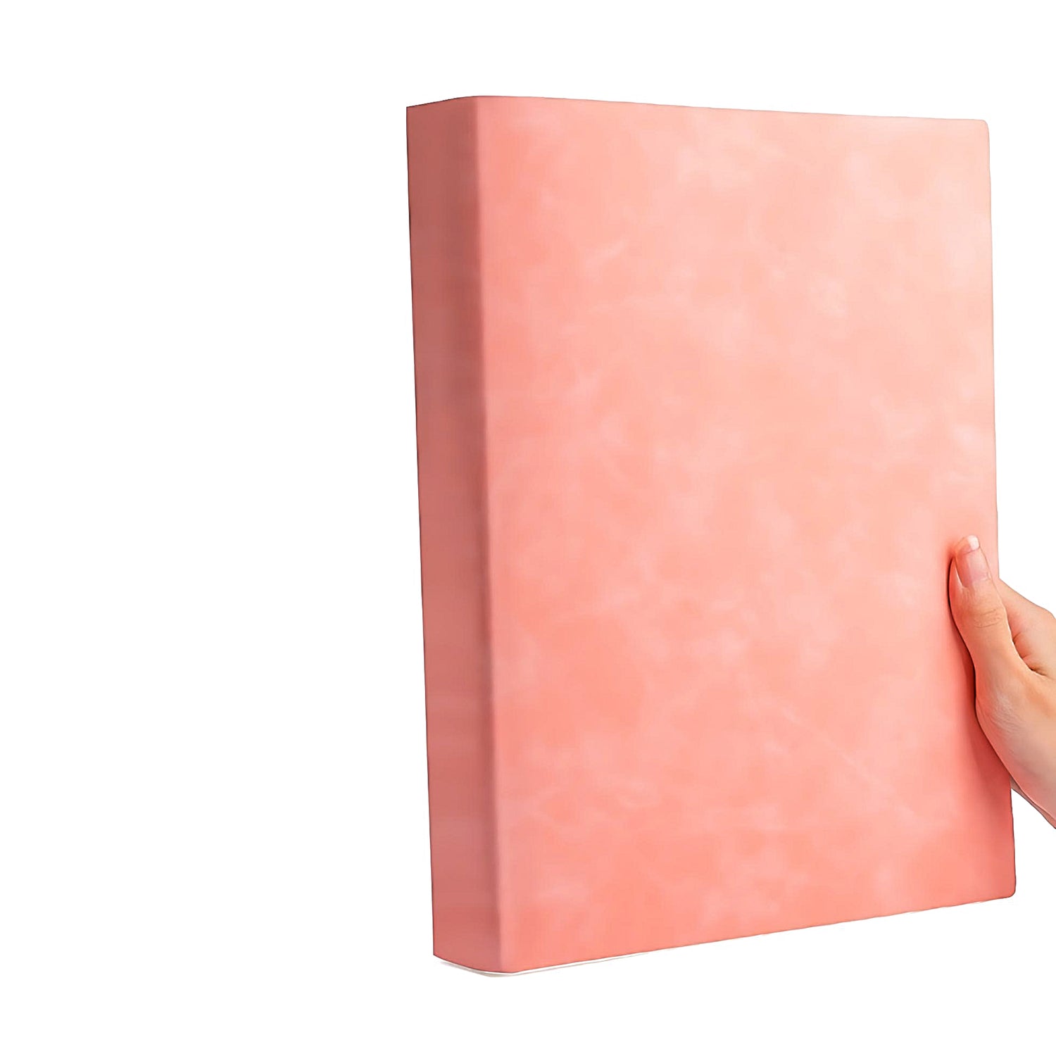 a thick notebook of pink color