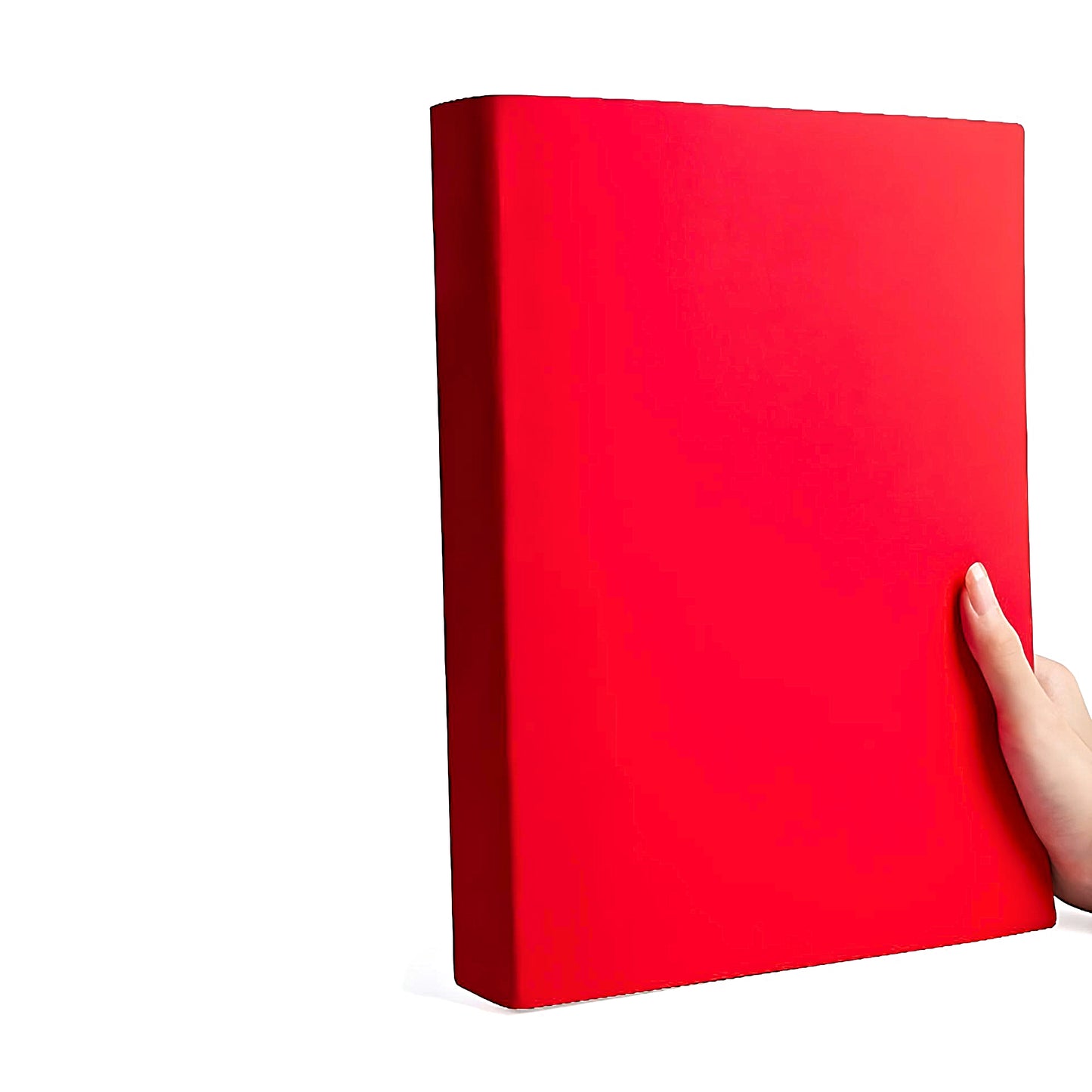 a thick notebook of red color