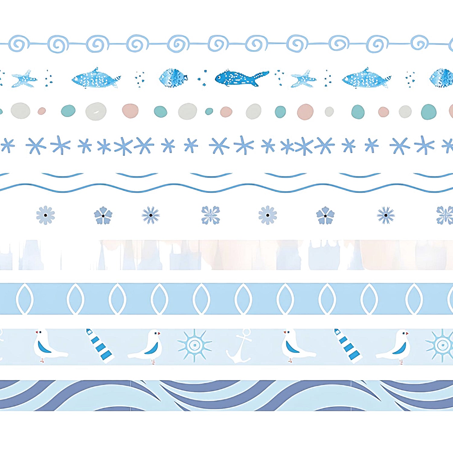 a thin washi tape set in blue colors