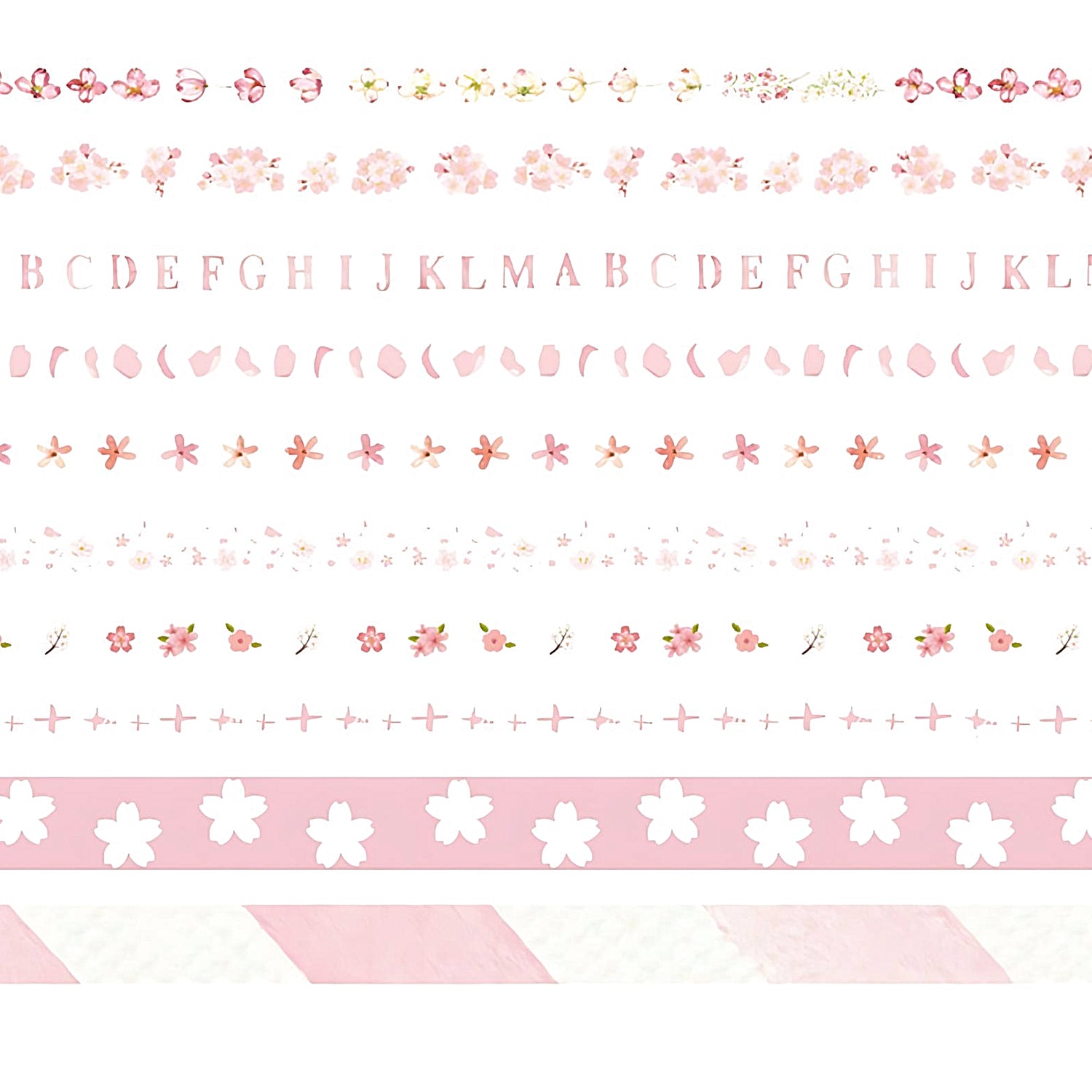 a thin washi tape set in pink colors