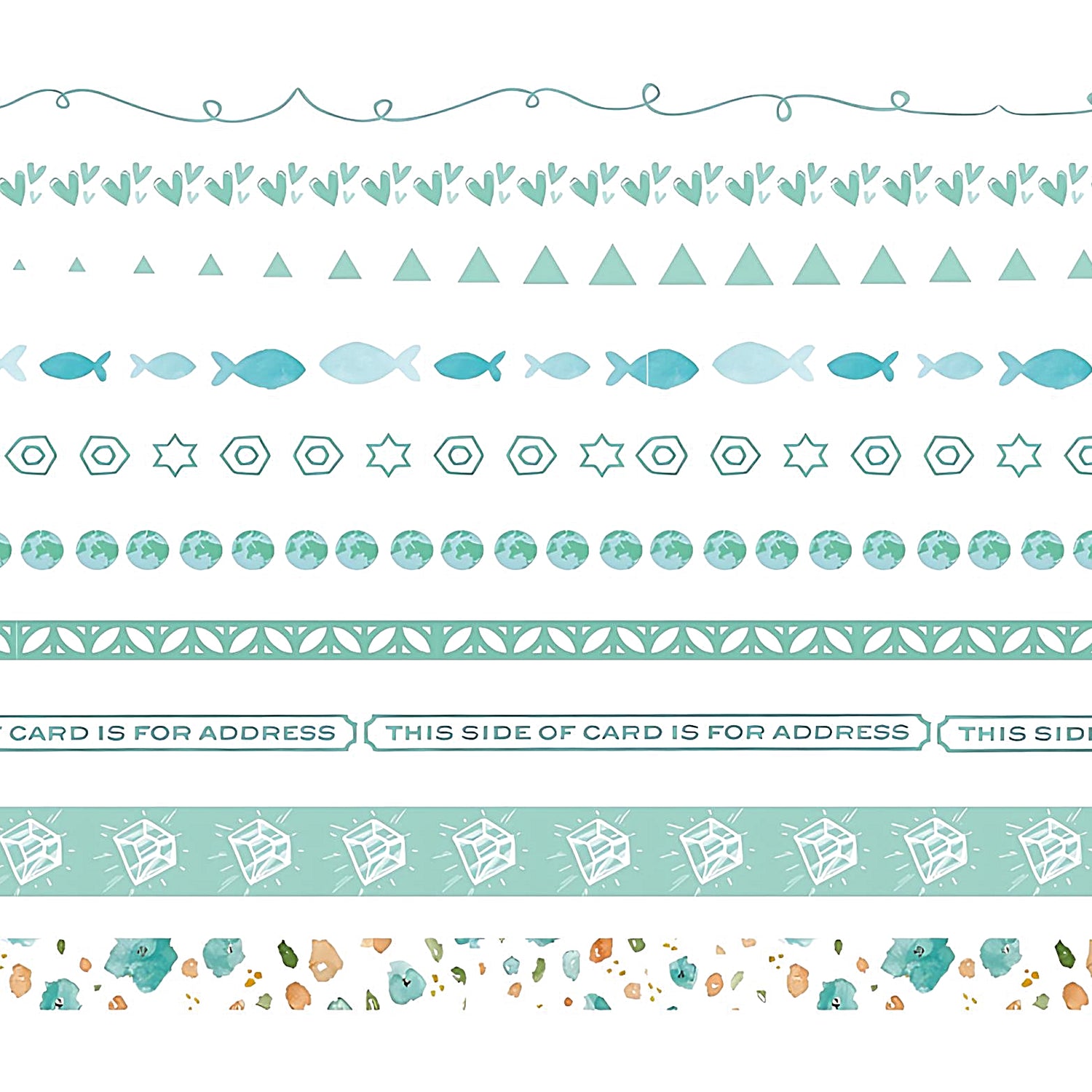 a thin washi tape set in green colors
