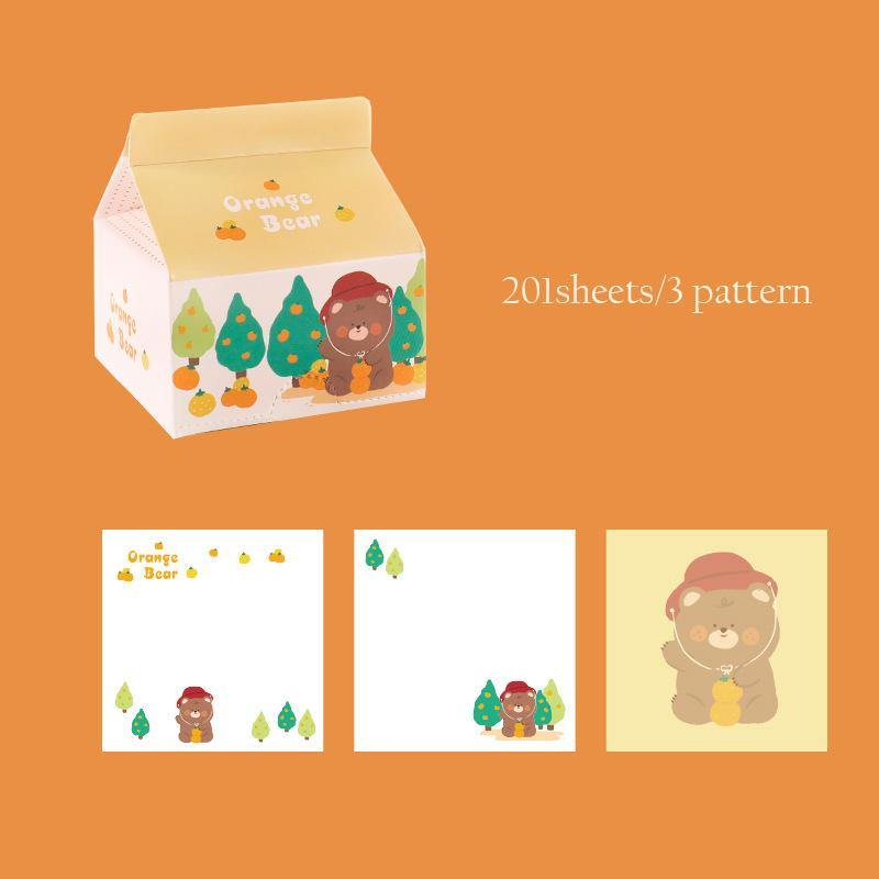 Sticky Notes - Milk Carton Sticky Notes - Orange bear