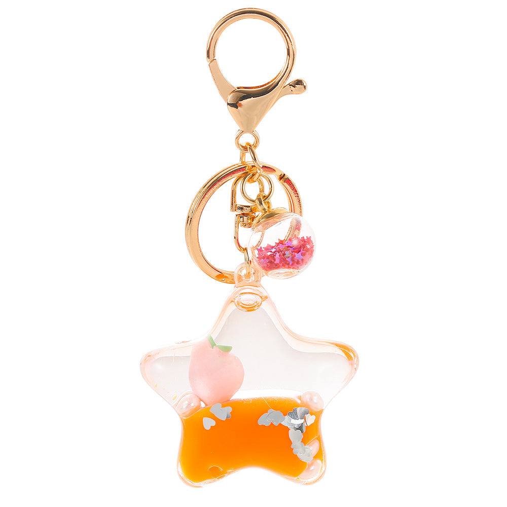 Keychains - Star & Glass Ball Charm Keychain - Orange