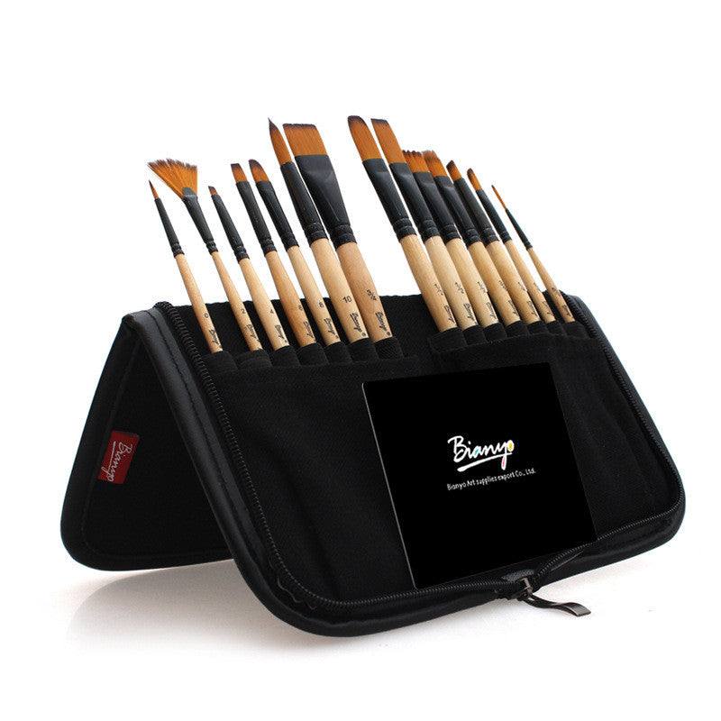 Paint Brushes - Paintbrush Set and Canvas Bag - Bianyo - Black