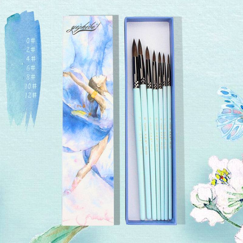 Watercolor Paintbrush Sets - Watercolor Paintbrush Set - Blue / 7