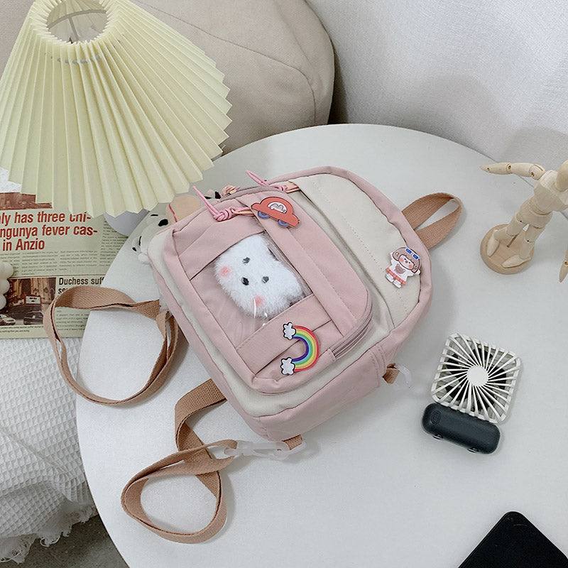 Backpacks - Small Kawaii Backpack - Cat Plush - Pink / Backpack