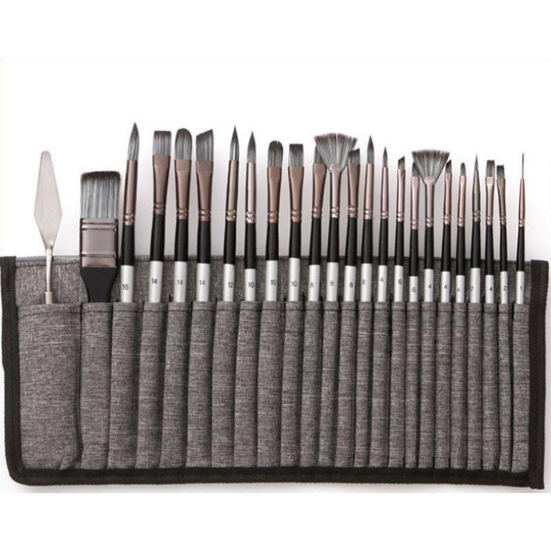Paint Brushes - Painting Brush Set for Acrylic, Watercolor and Oil Paint - Grey